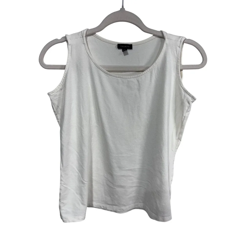 Talbots Women's Small Cream Tank Top Pima Cotton Modal Stretch‎ Basic Layering